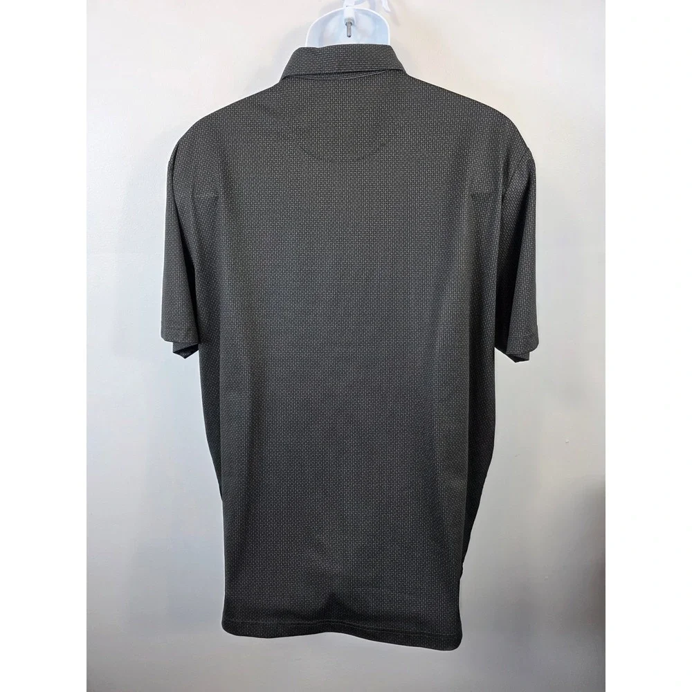 Callaway Opti-Dri Mens Large Black Gray Grid Performance Golf Polo Shirt Logo